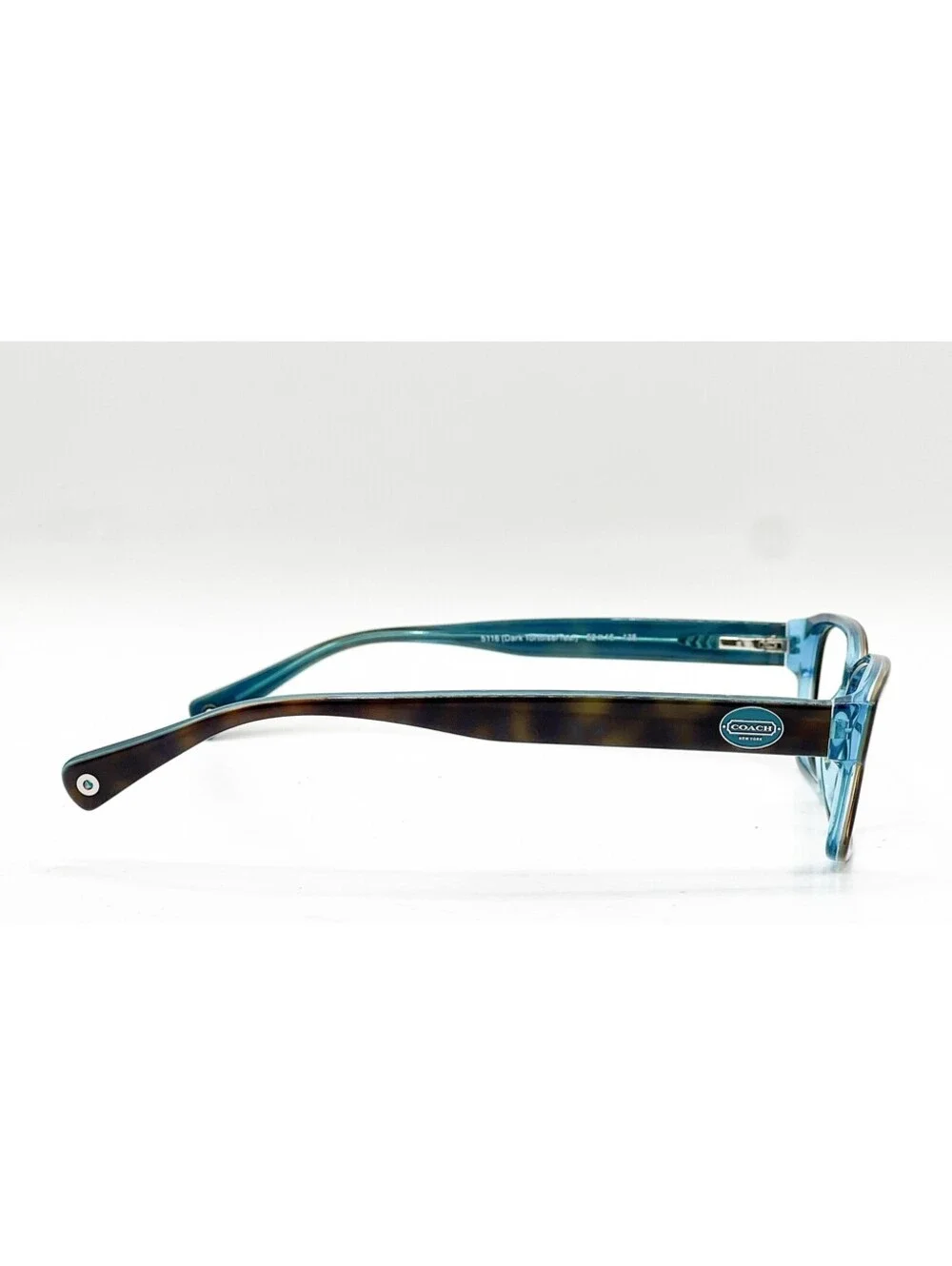 Coach HC 6040 5116 Dark Tortoise Teal Rectangle Authentic Eyeglass Frames 52-16
